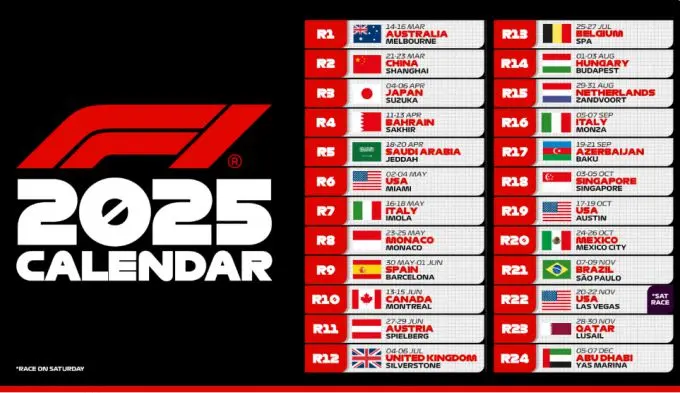 f1 2025 kalender