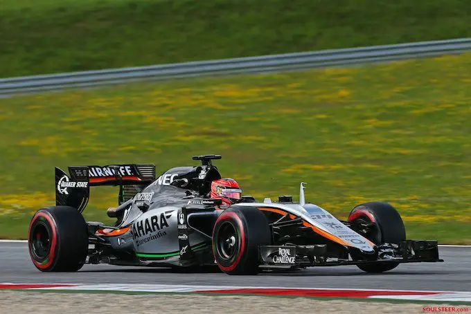 force india test driver esteban ocon tests vjm08 at spielberg circuit 1