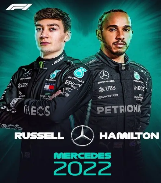 george russell con hamilton in mercedes nel 2022 2