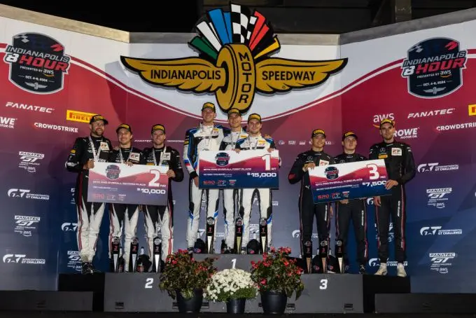 podium fanatec gt world challenge america indianapolis 4 y 6 oct 2024 bron fabian lagunas foto 2