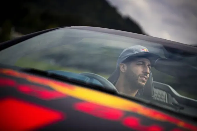 ricciardo verstappen race their camper vans austria f1 track