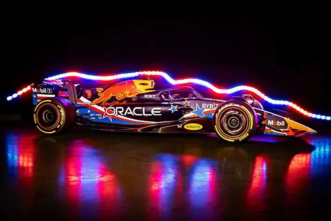 rx 680 stars and stripes red bull rb19 max verstappen f1