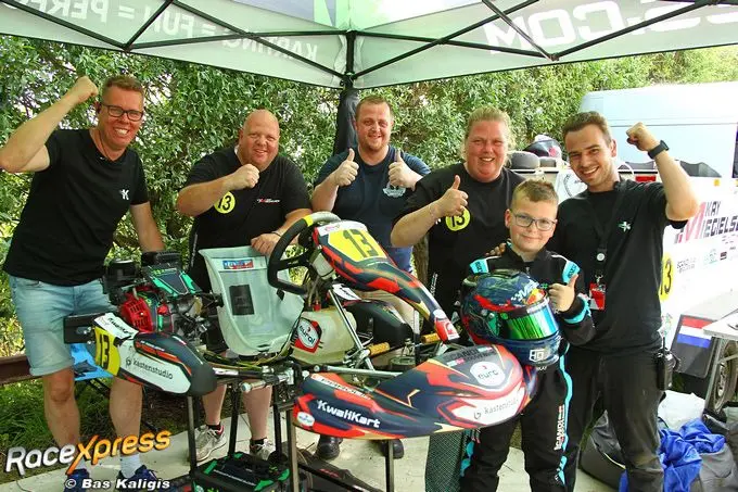 rx kay miegielsen en zijn team blij met winst bij nk karting