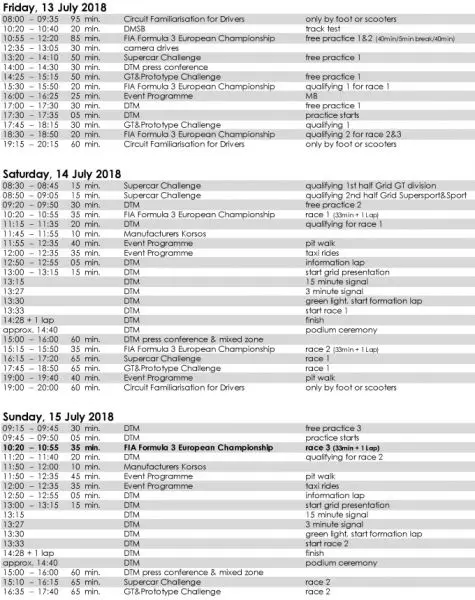 tijdschema dtm zandvoort official timetable