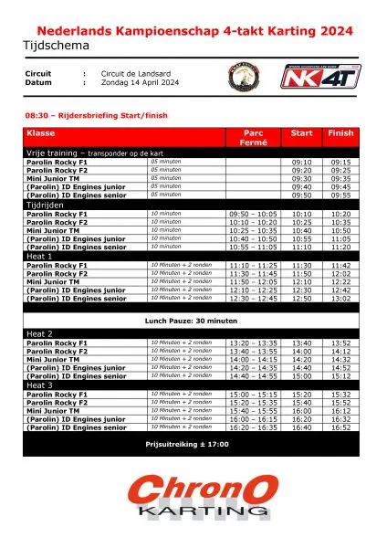 tijdschema nk 4t landsard