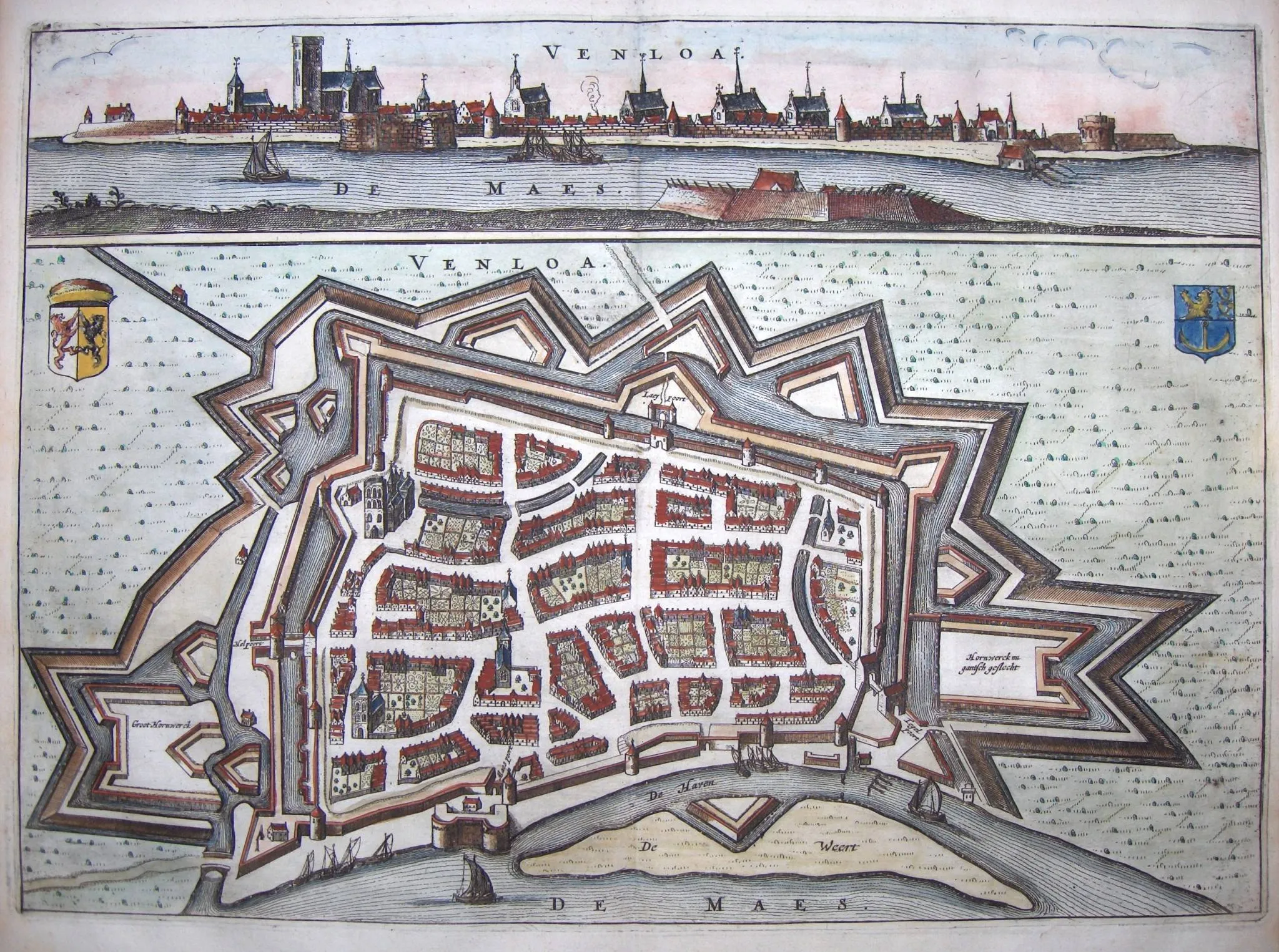 oude kaart van de stad venlo