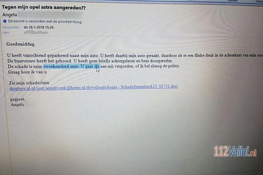 112 vallei schademail