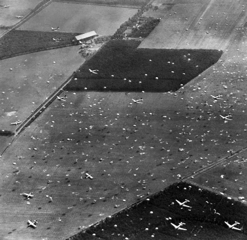 c 47s dropping 1 airborne brigade at renkum 1944