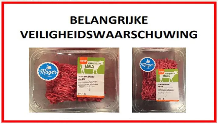 veiligheidswaarschuwing mager rundergehakt coop