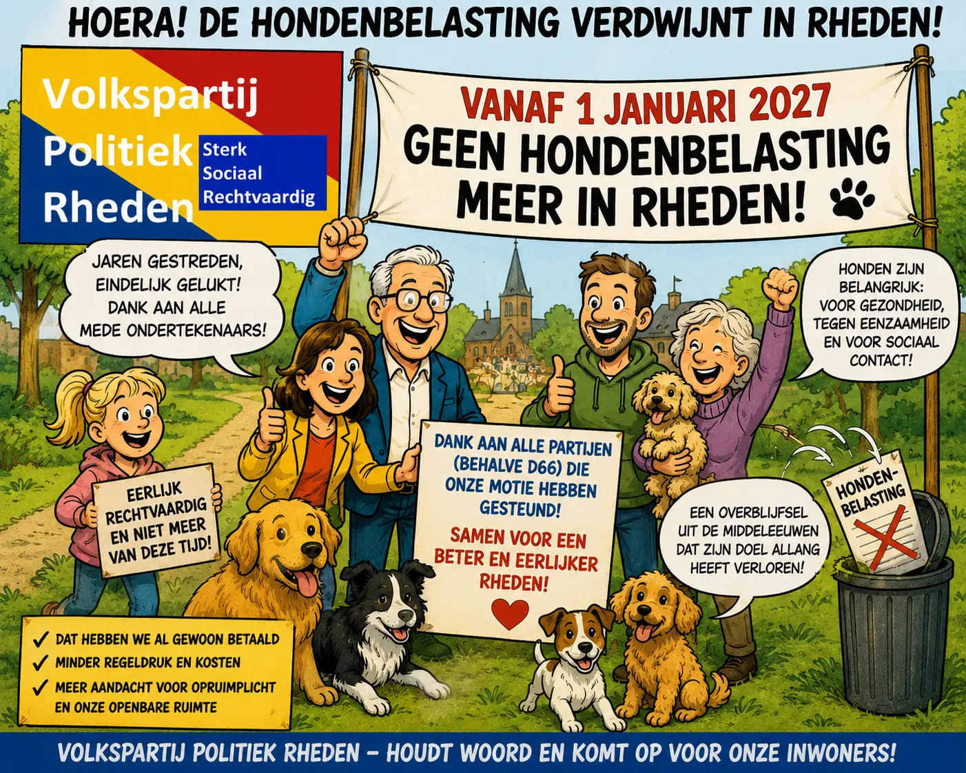 Cartoon Hondenbelasting - Volkspartij Politiek Rheden