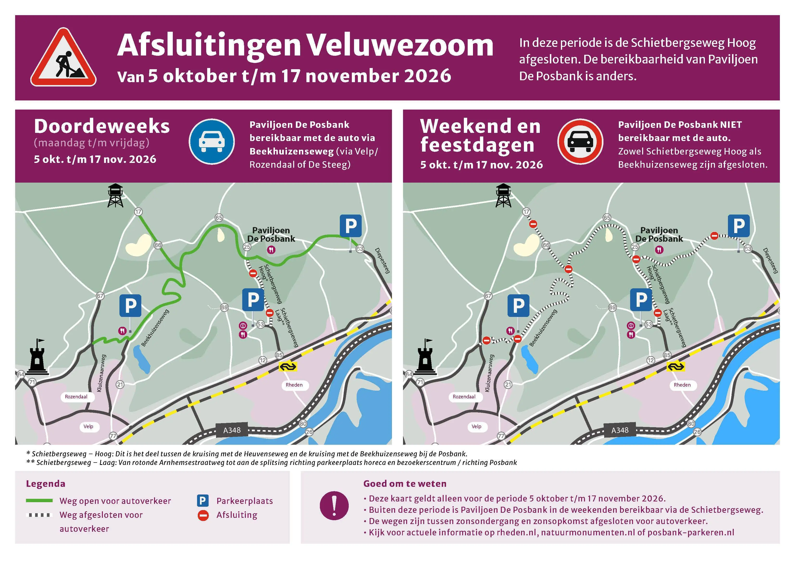 Kaart afsluitingen Schietbergseweg Rheden - gemeente Rheden