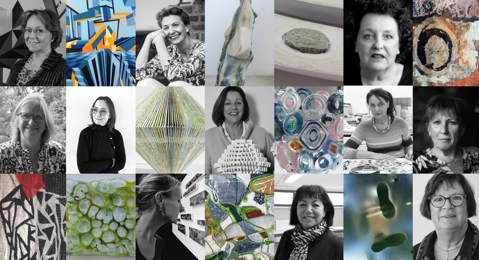 abstract collage kunstenaars met kunstwerken