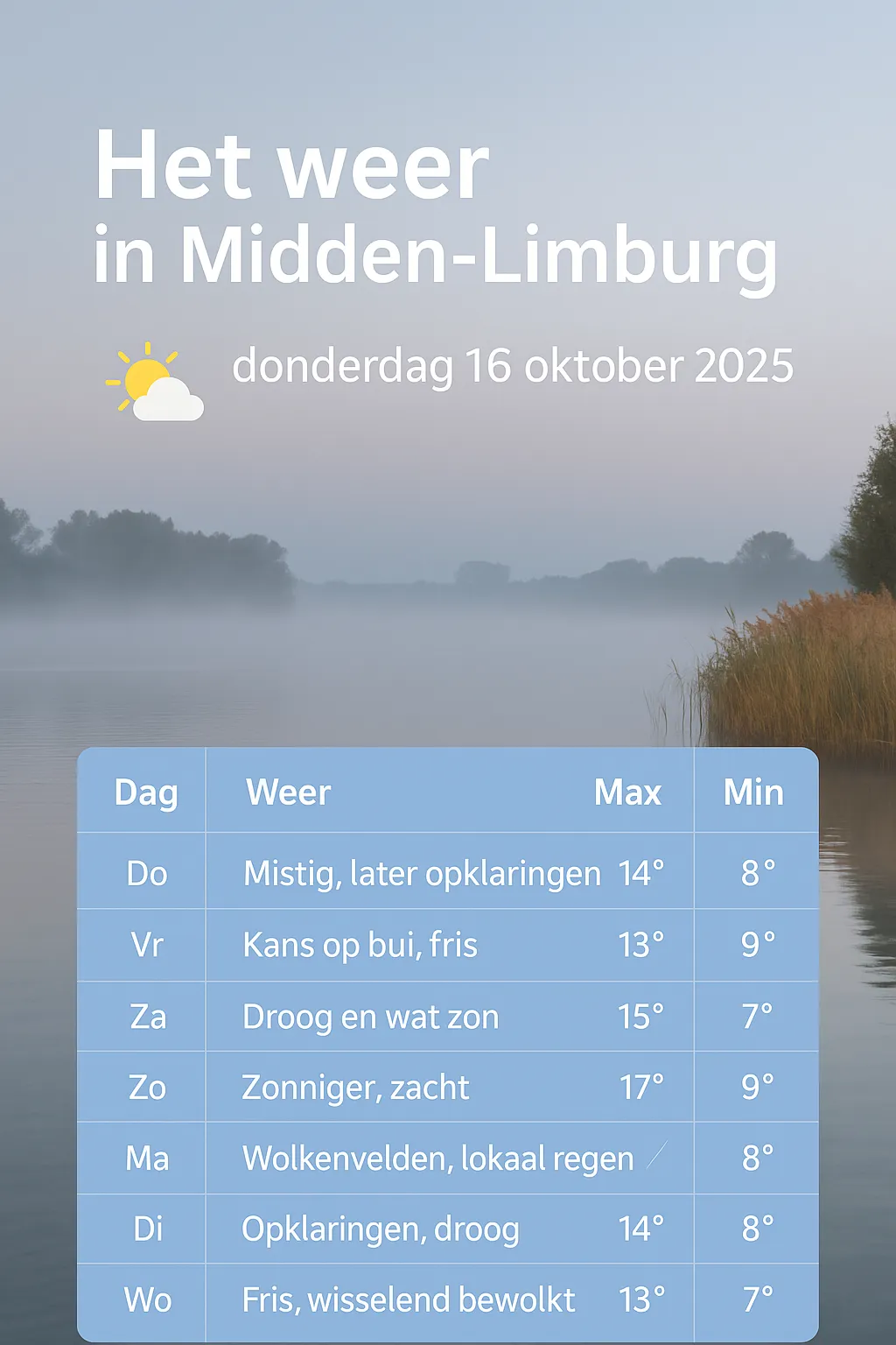 Weerbericht voor Midden-Limburg
