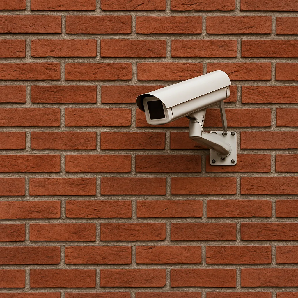 Beveiligingscamera op stenen muur