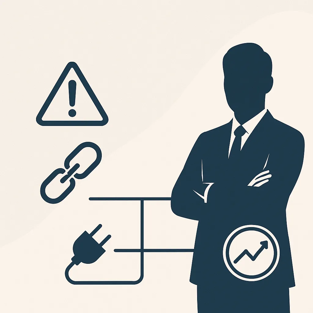 Zakenman met iconen en grafiek