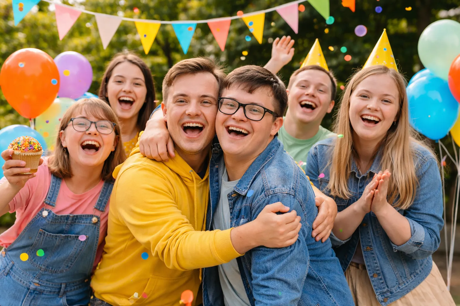 Vrolijk feest met vrolijke gezichten