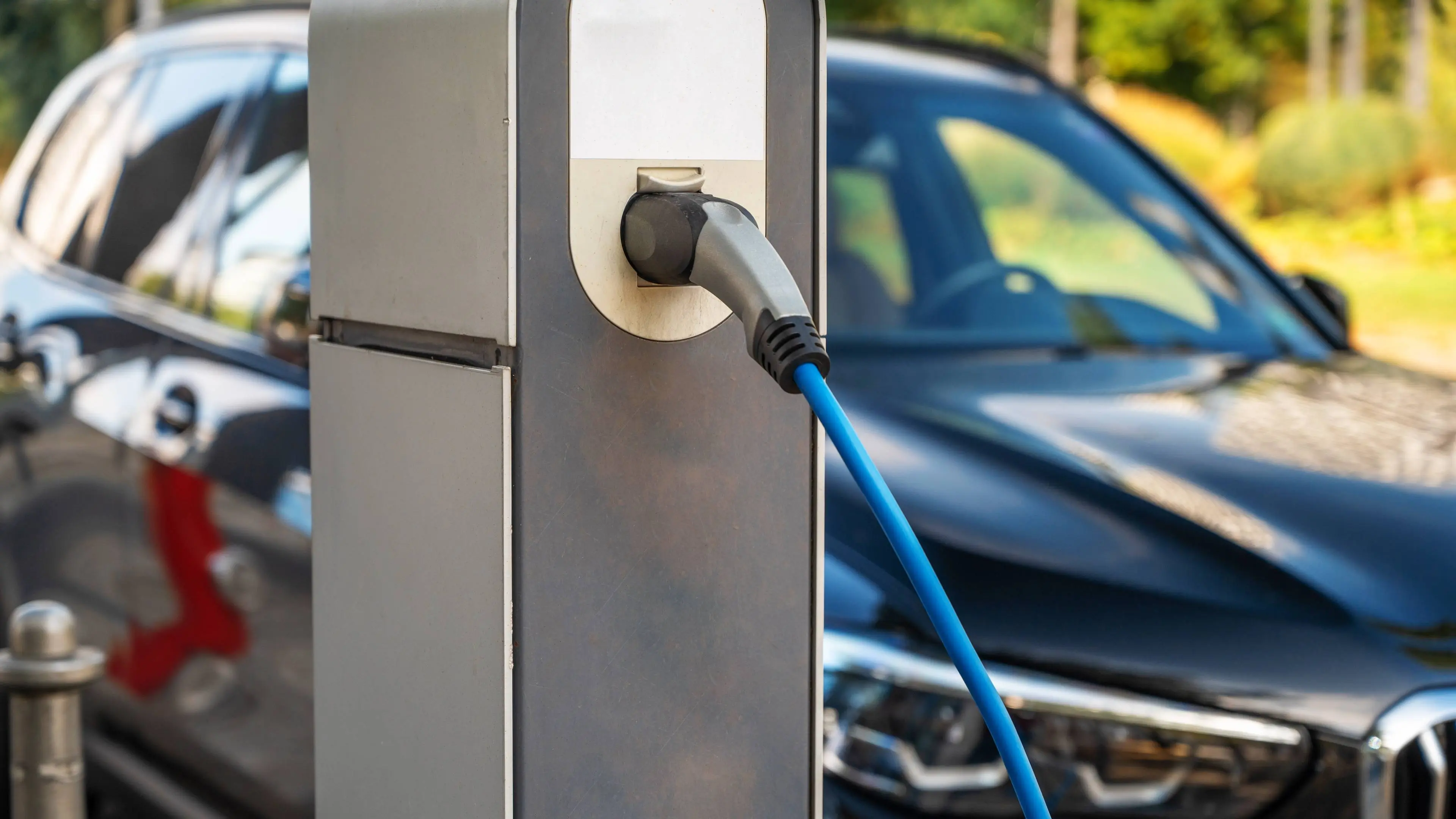 close-view-electric-car-charging-station