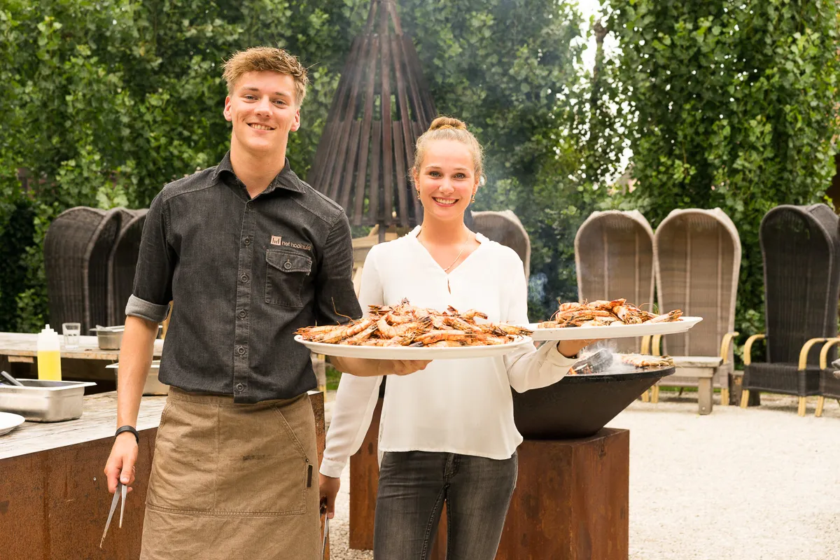 gambas eten bij het hooihuis