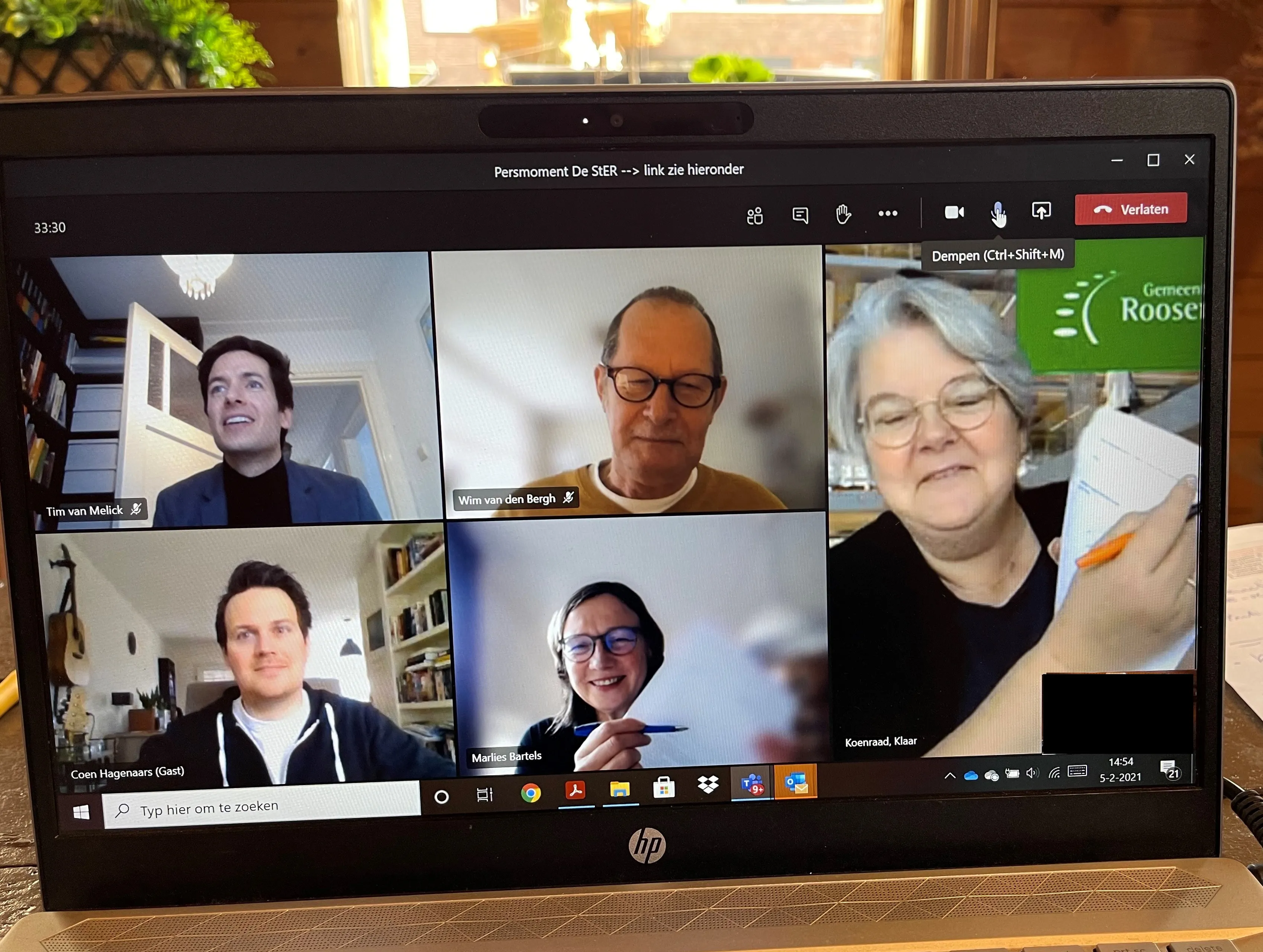 rechts wethouder klaar koenraad midden boven wim van den bergh midden onder marlies bartels linksboven tim van melick linksonder coen hagenaars