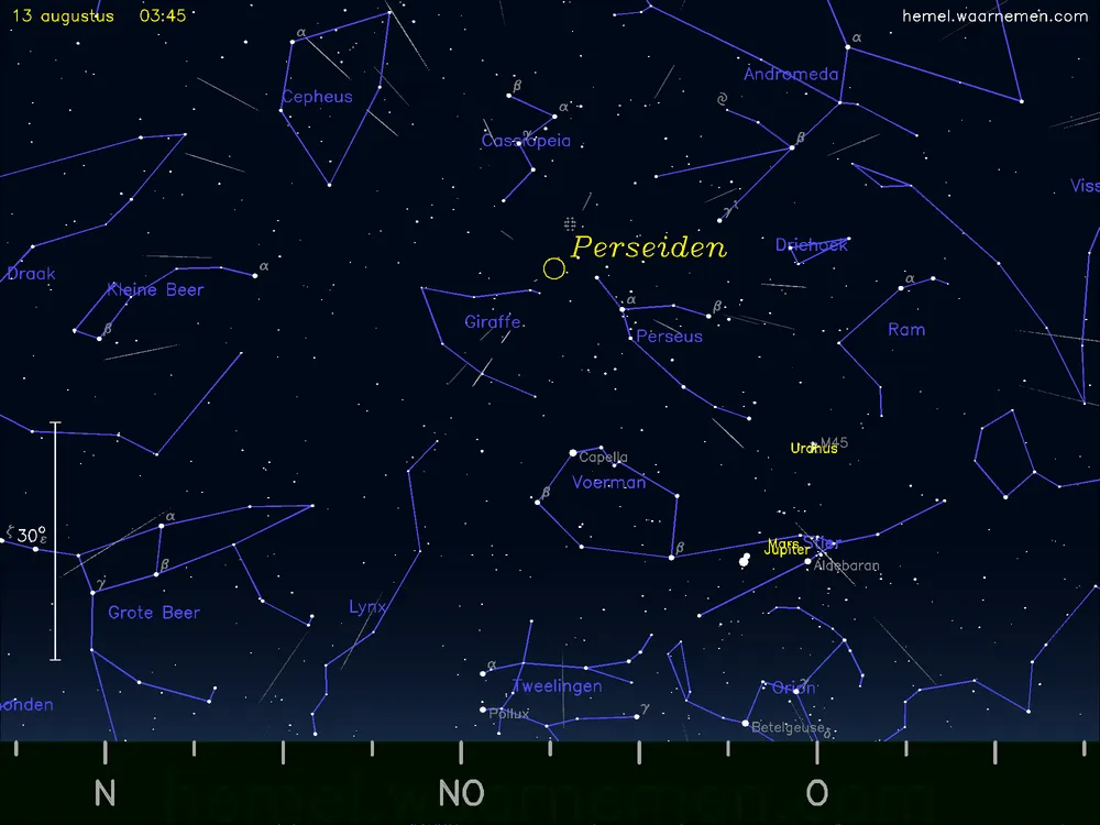 perseiden 2024 hemelkaart