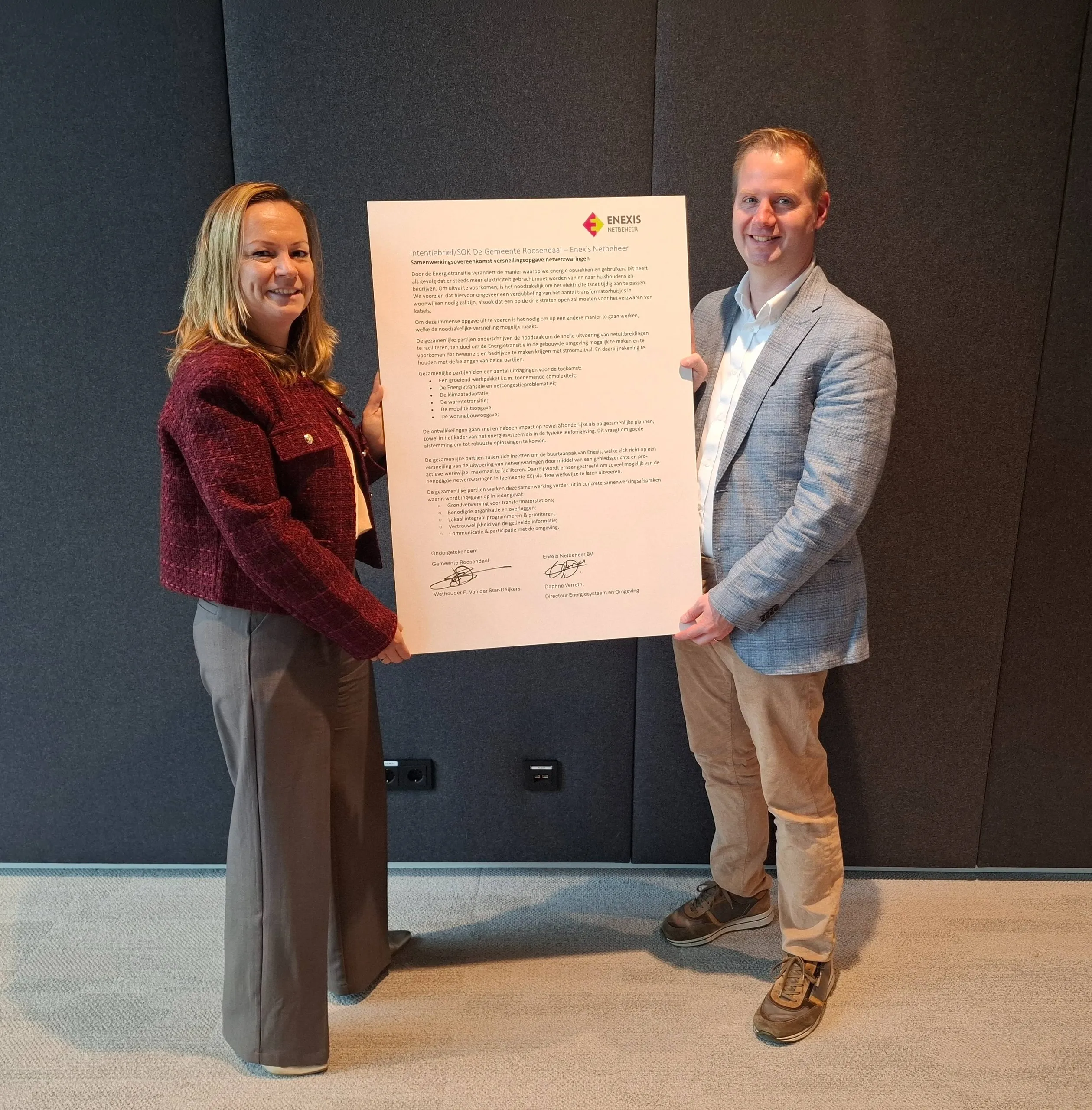 Ondertekening intentieverklaring Enexis - Evelien van der Star - Tommie Mertens