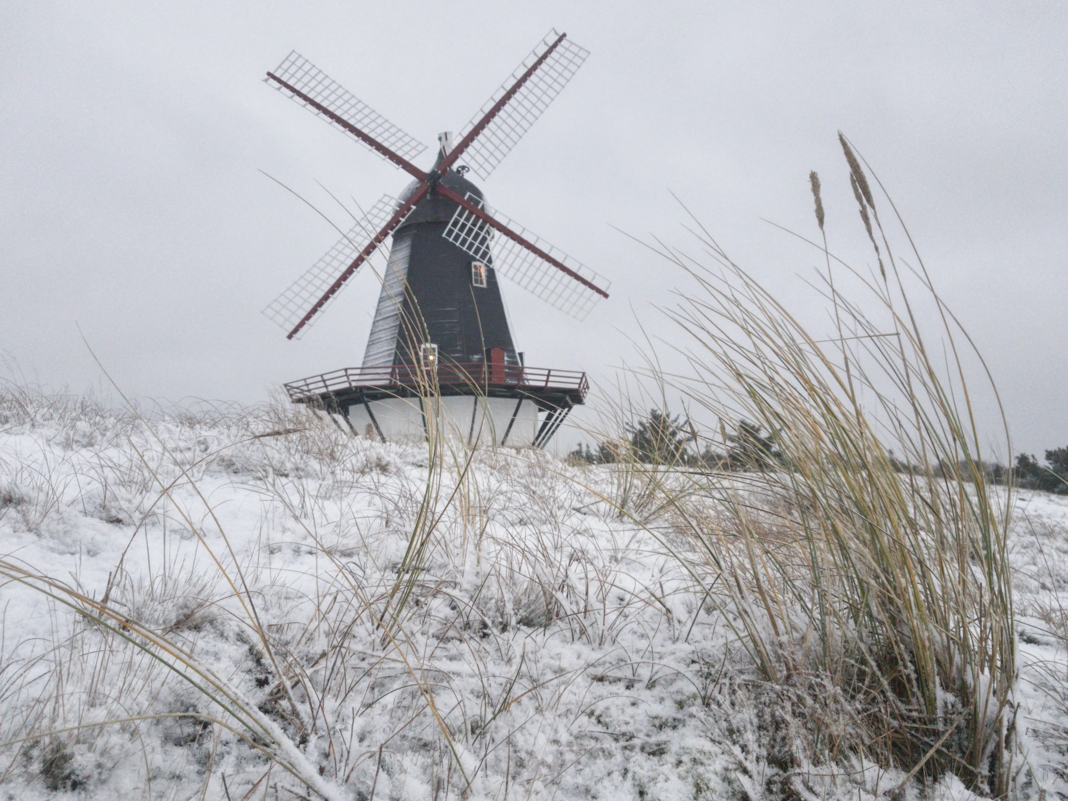 beautiful shot windmill middle winter field