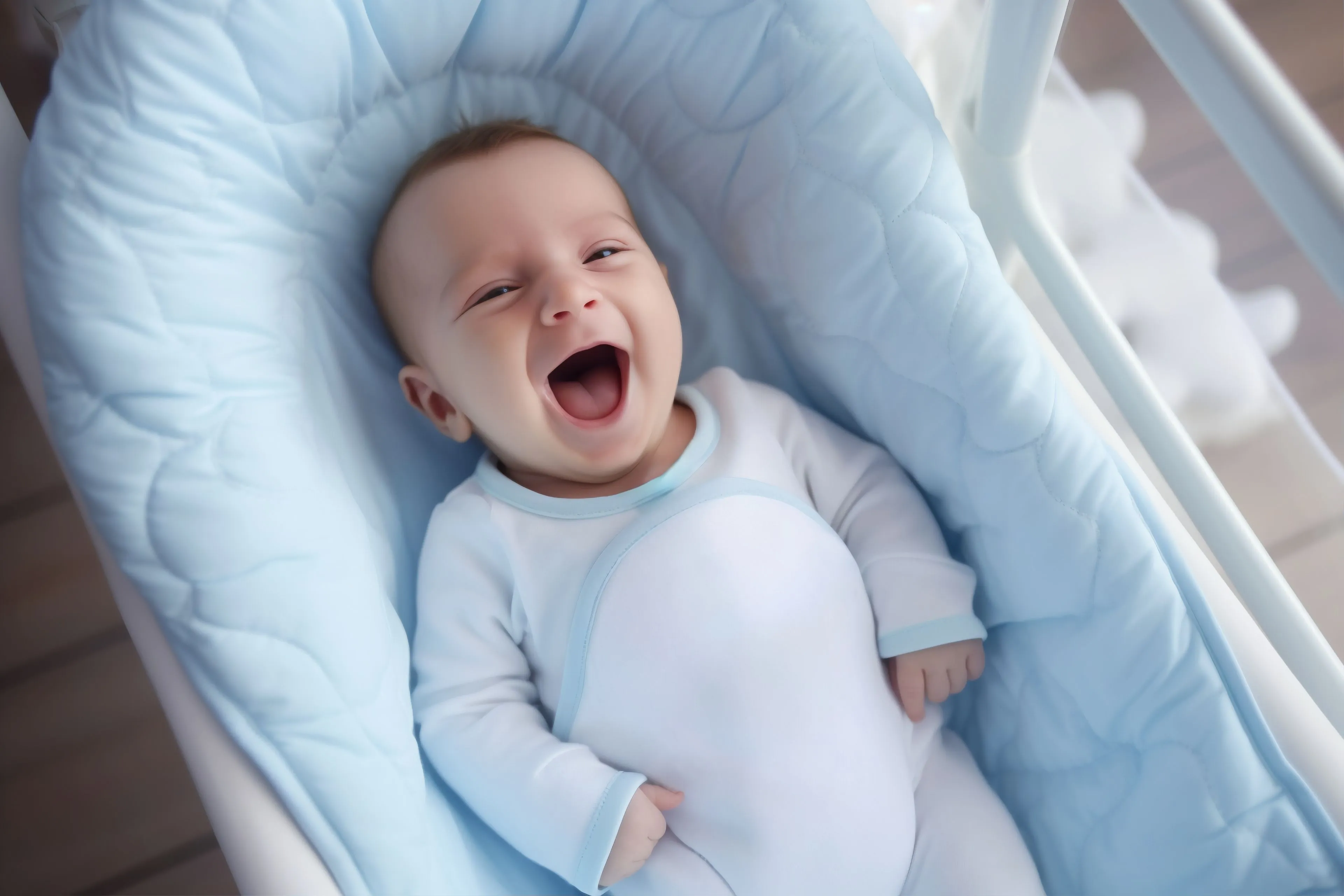close up new born baby bed