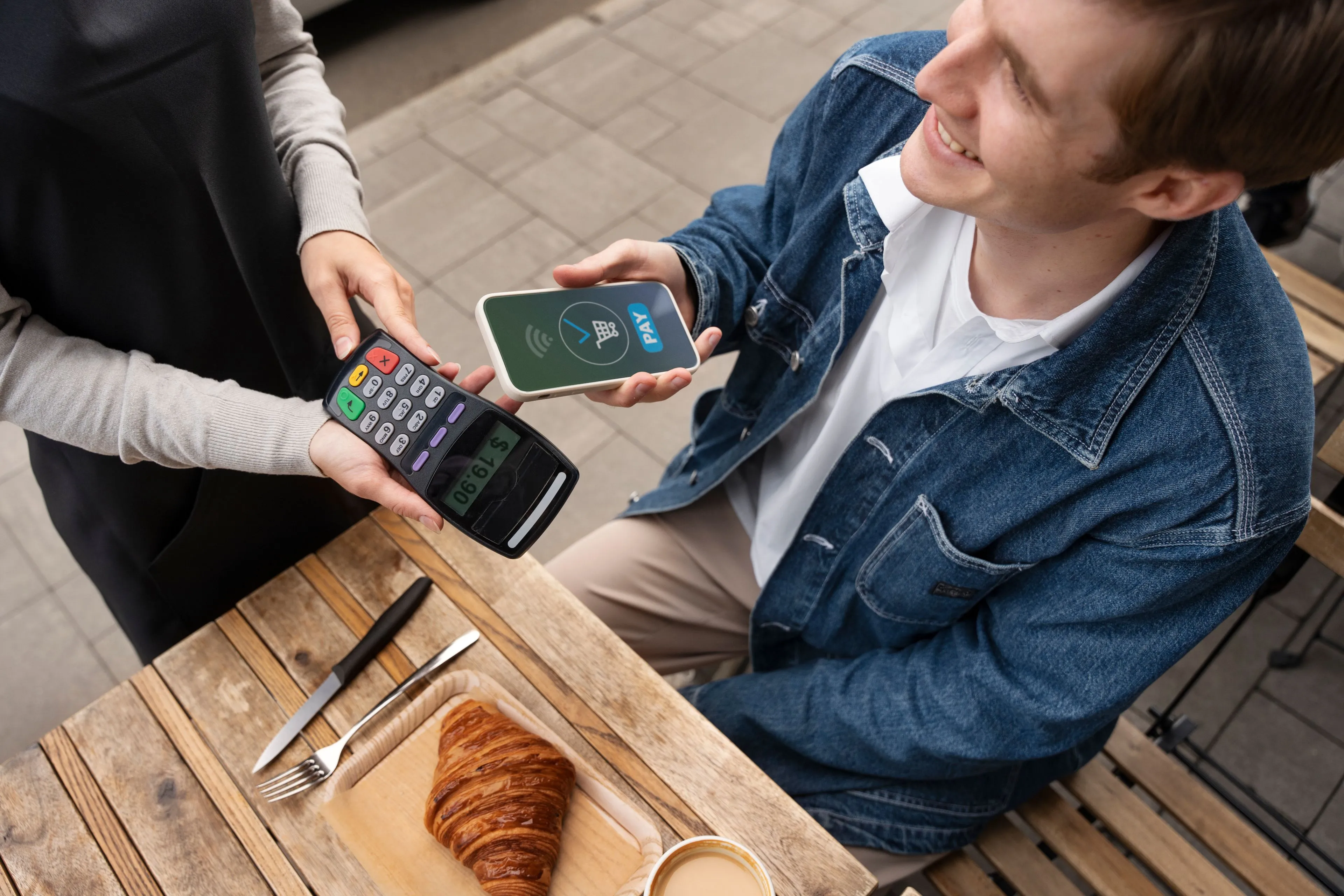 person paying using nfc technology