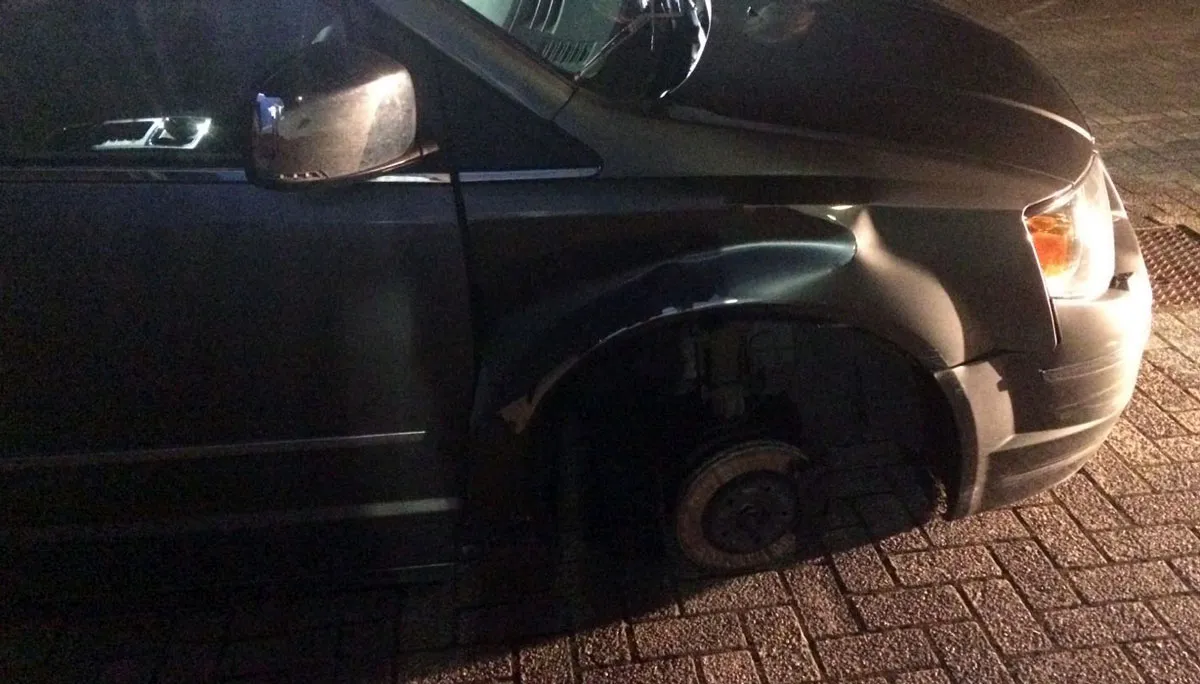 afgelopen voorwiel