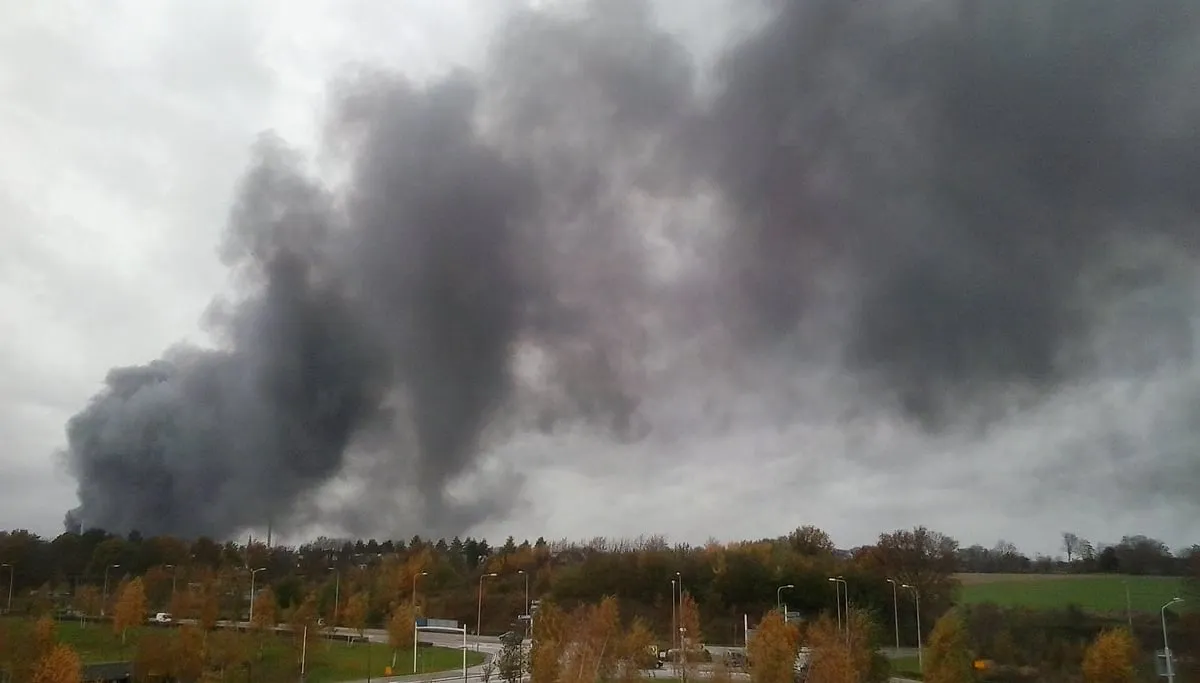 brand bij chemelot 9 november 2015 vanaf zuyderland ziekenhuis gezien