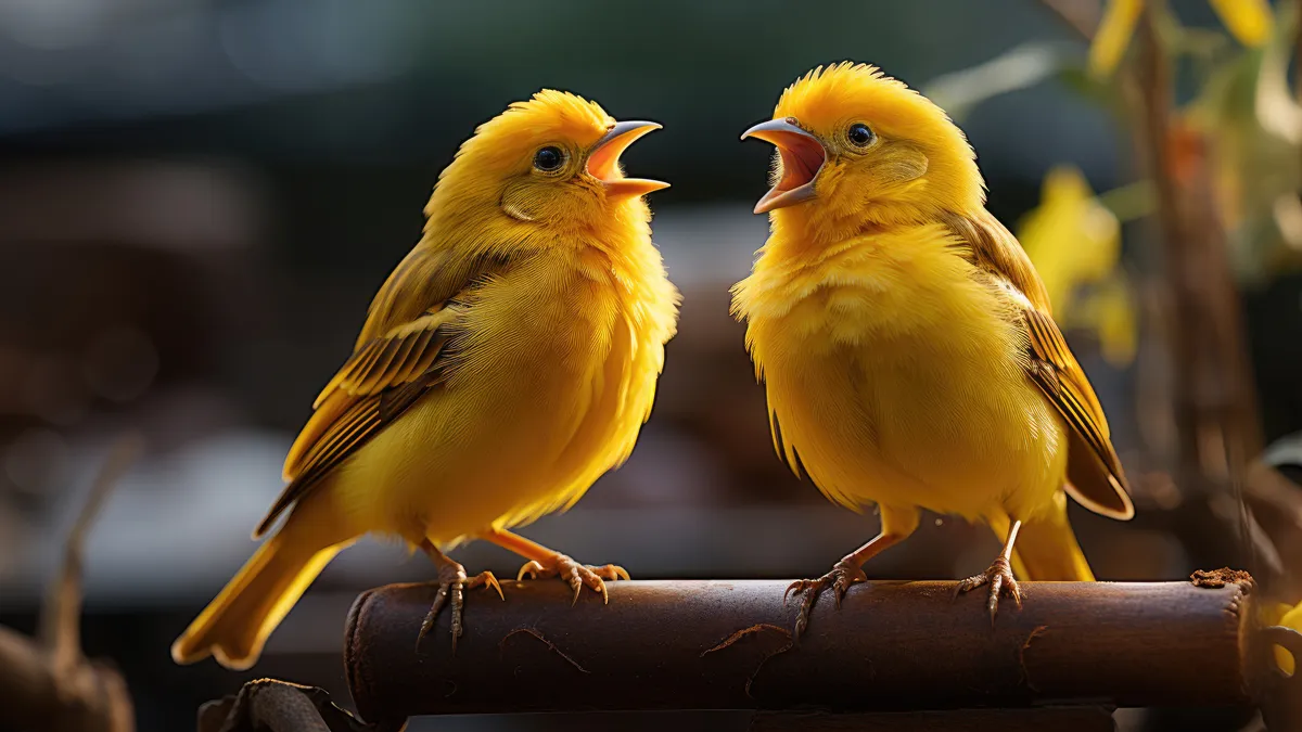 kanaries zingen in een kooi