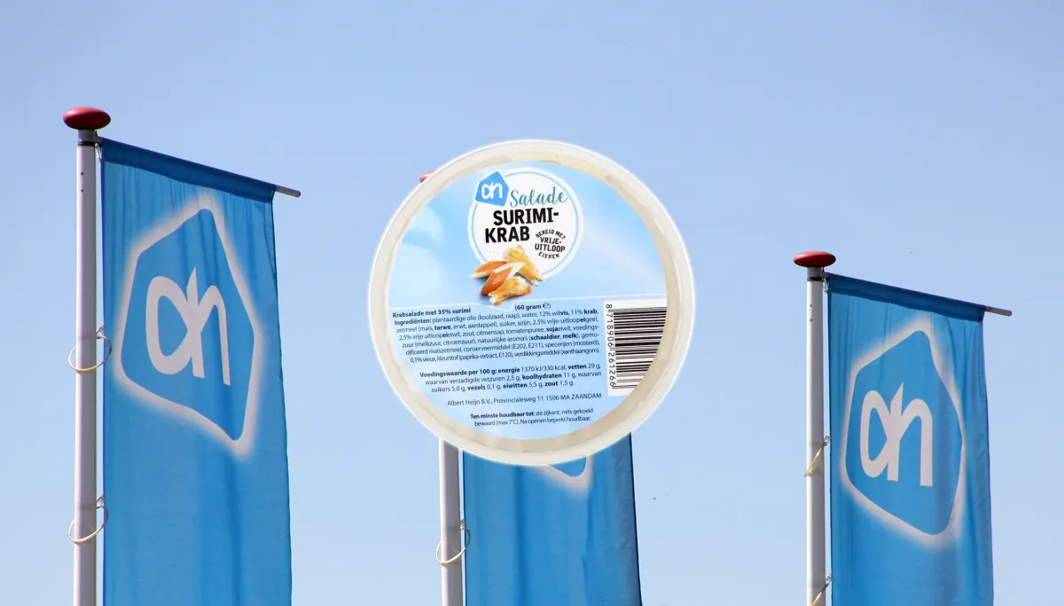 krabsalade in verkeerde cup vlaggen albert heijn ah