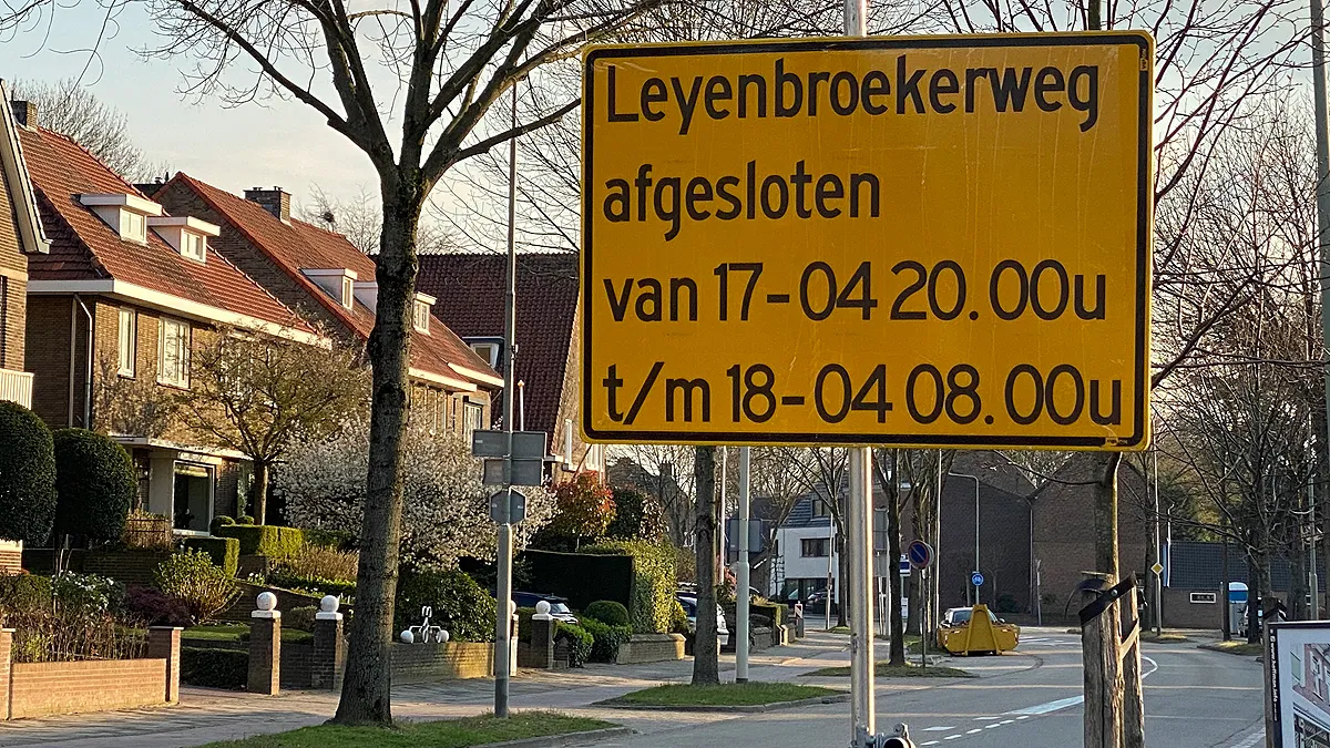 leyenbroekerweg afgesloten 17 18 april 2021