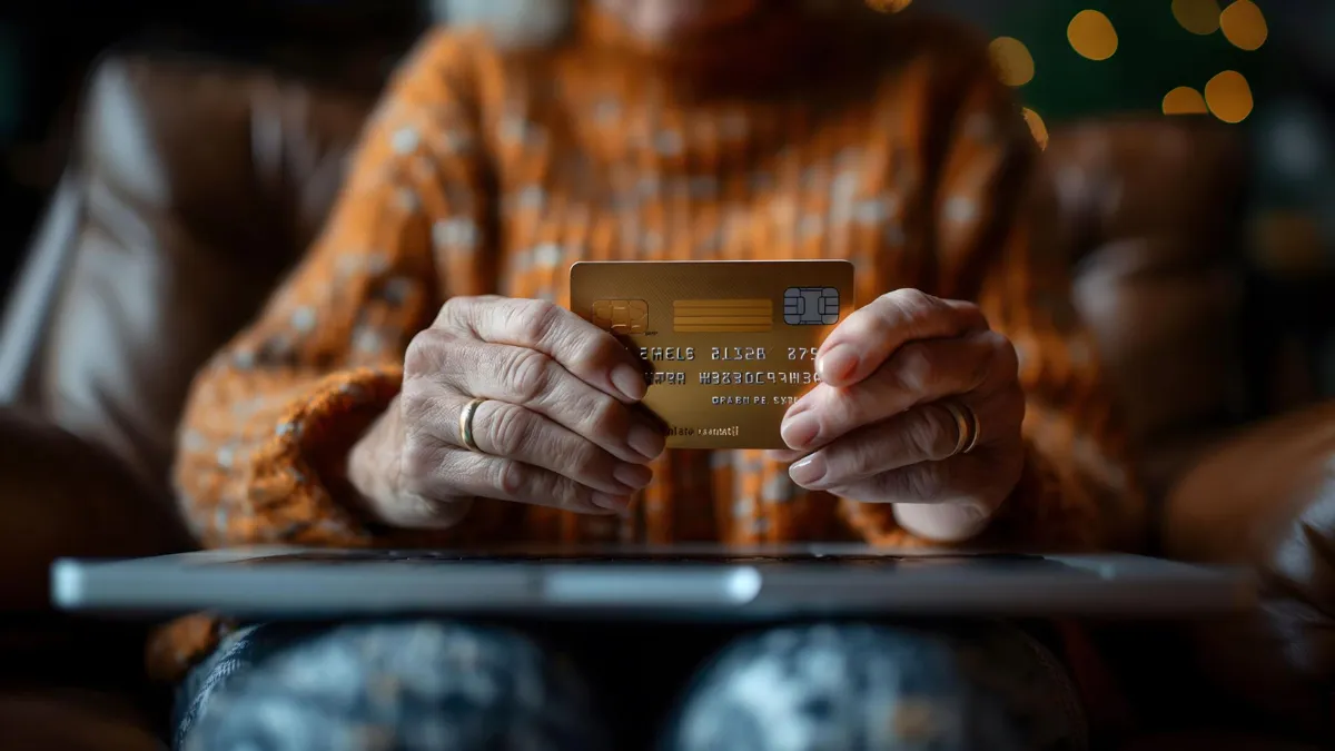oudere vrouw bankkaart