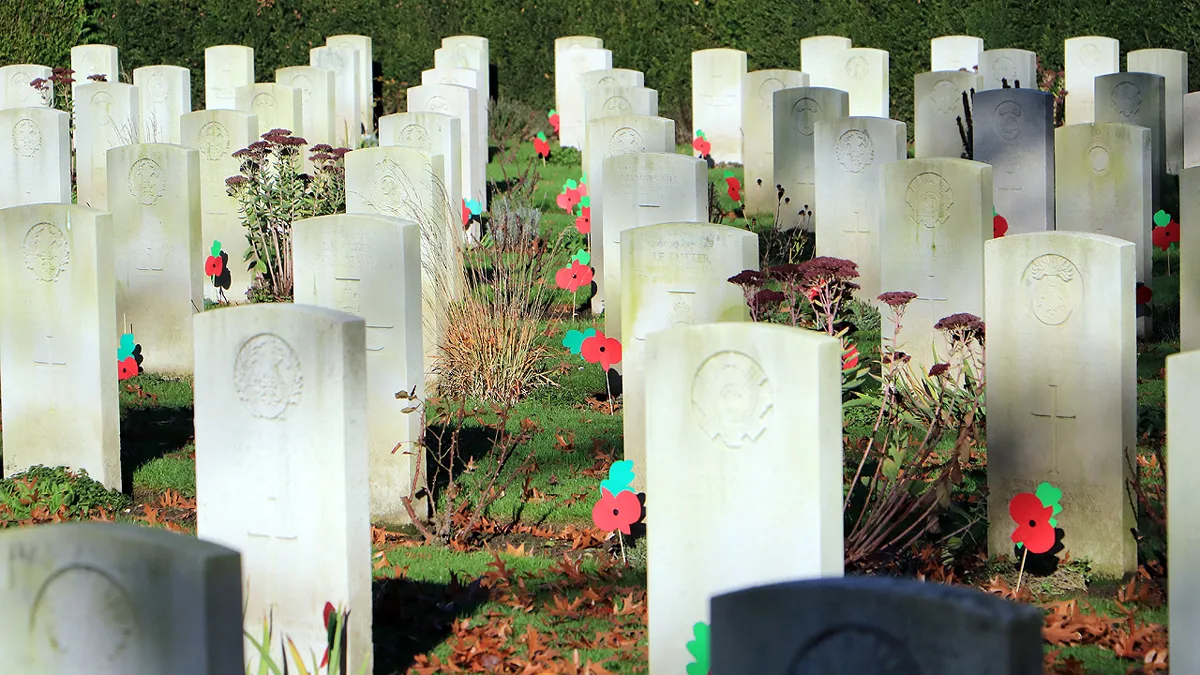 papieren klaprozen bij de britse oorlogsgraven in sittard