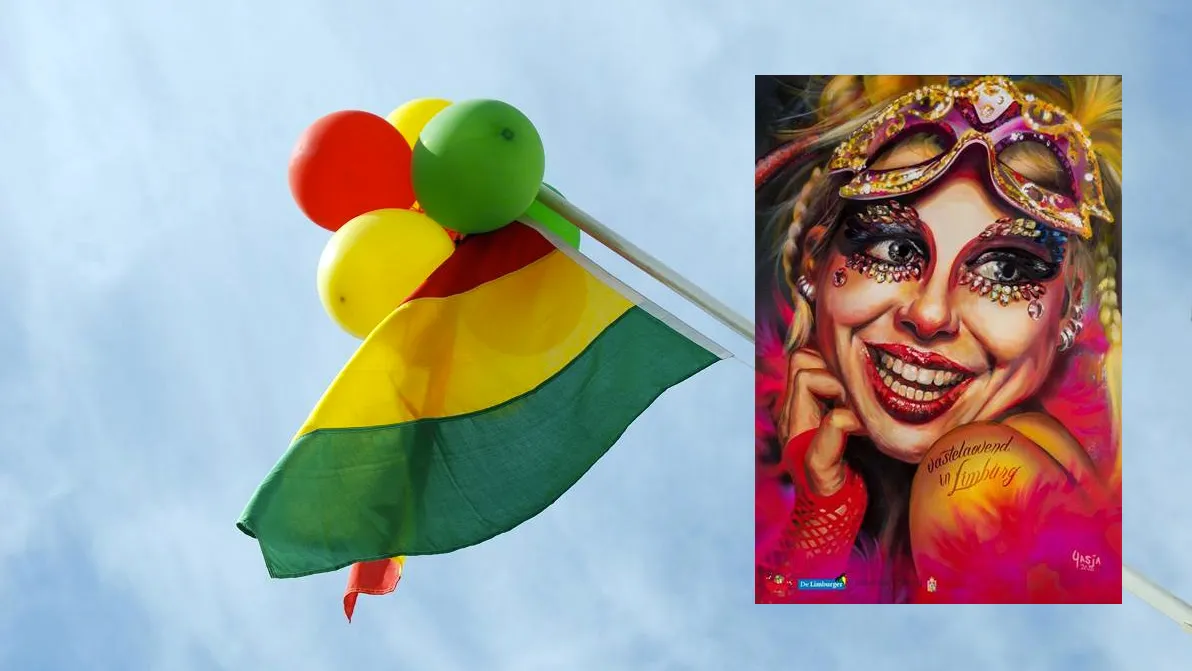 poster vastelaovend in limbruf 2020 carnavalsdriekleur rood geel groen vlag 1