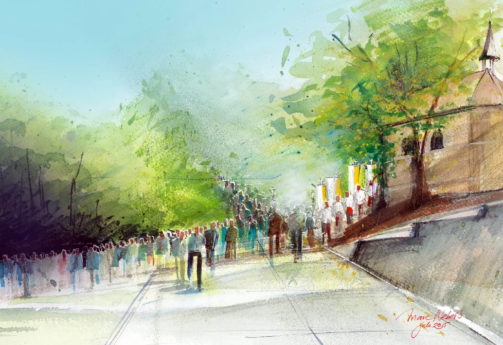 sint rosakapel aquarel marc webers 2015