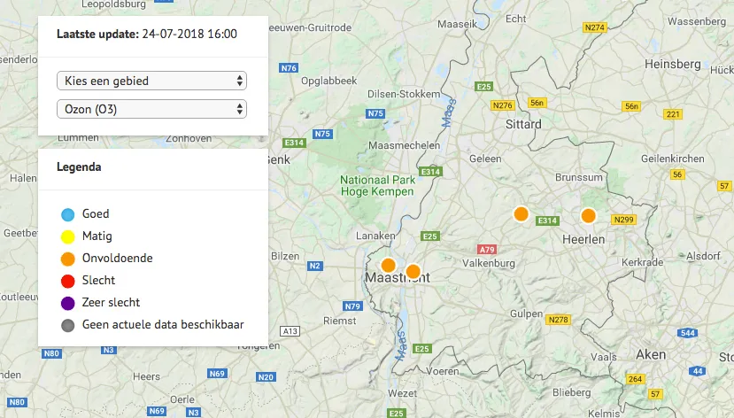 smog door ozon in limburg 24 julli 2018