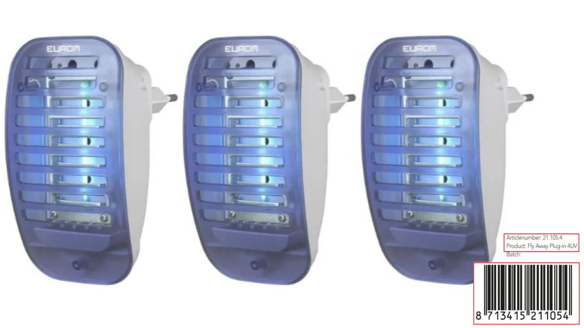 veiligheidswaarschuwing eurom insectendoder fly away plug in uv4