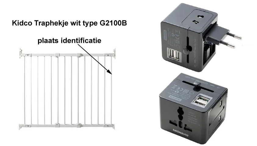 veiligheidswaarschuwing traphekje en adapter