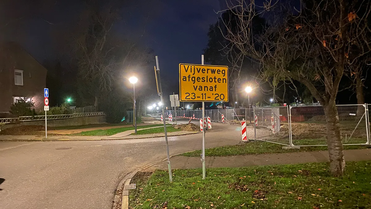 vijverweg afgesloten vanaf 23 november 2020