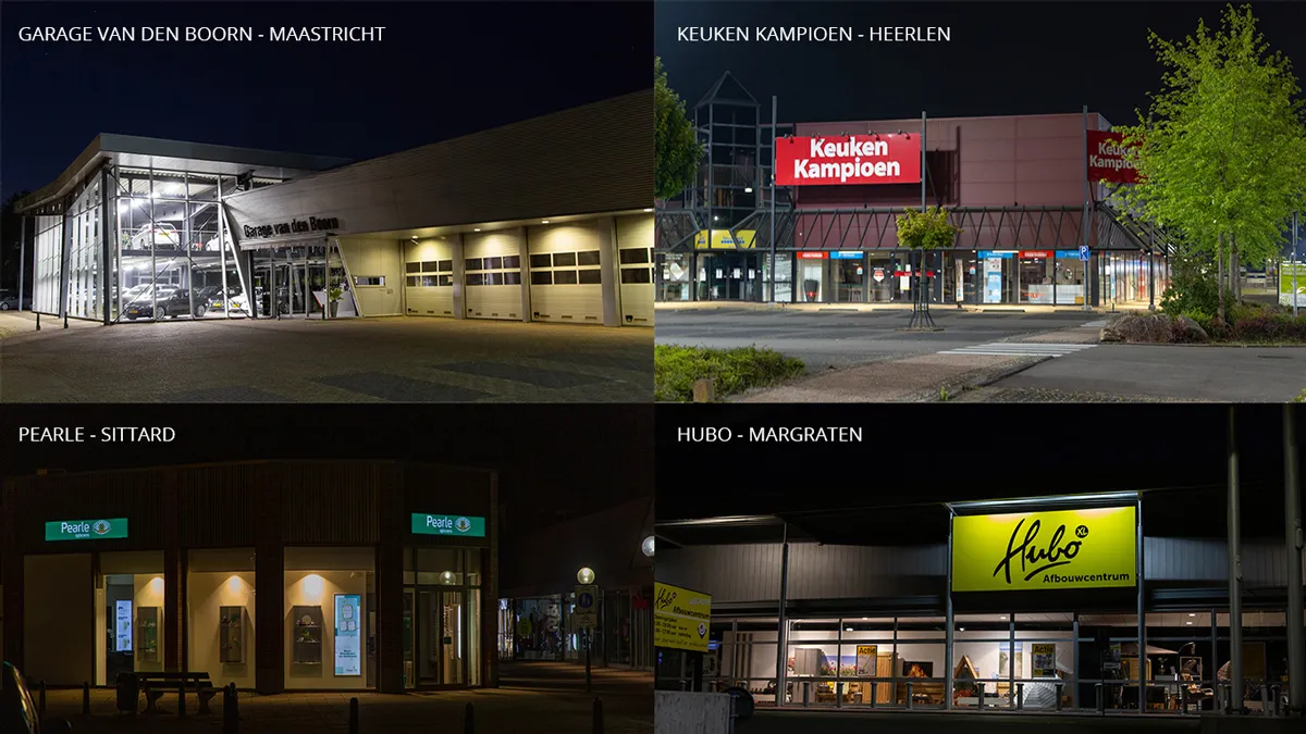 voorbeelden nachtelijke verlichting limburgse bedrijven