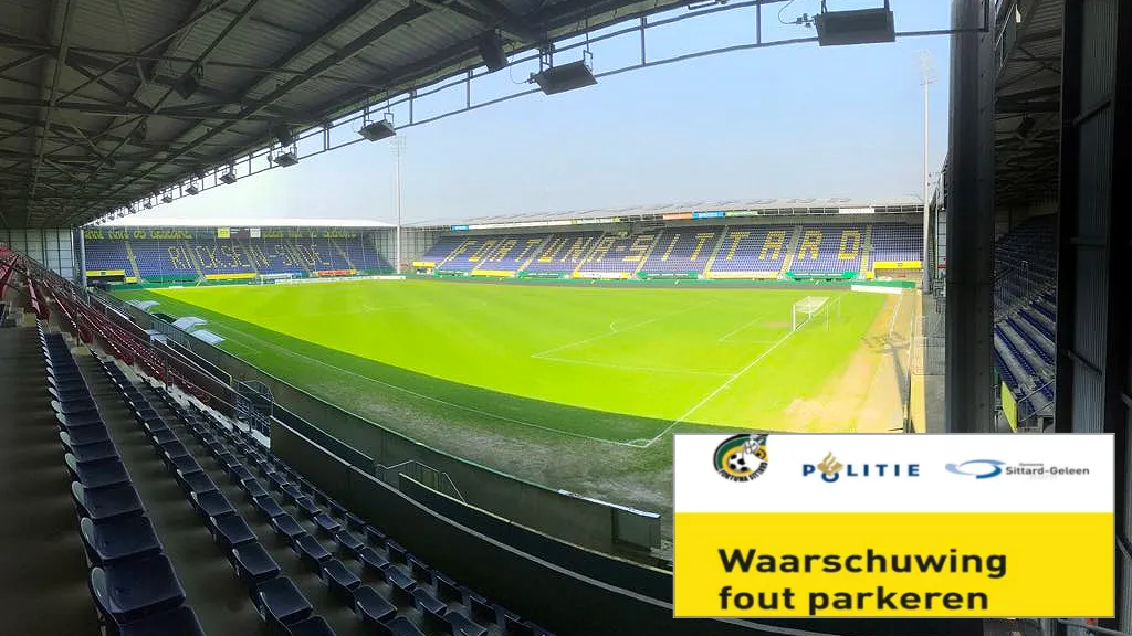 waarschuwing foutparkeren bij stadion fortuna sittard vanuit zuidwesthoek