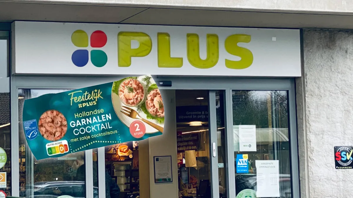 waarschuwing garnalenpakket plus supermarkt