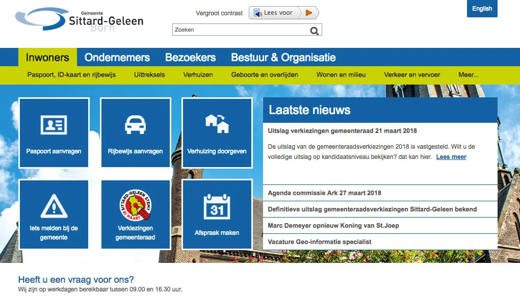 website gemeente sittard geleen screnshot