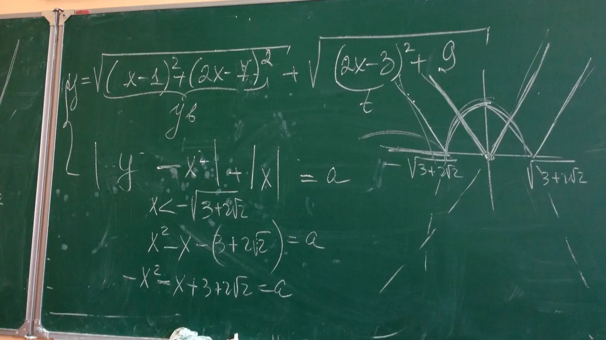 wiskundige uitwerking op schoolbord