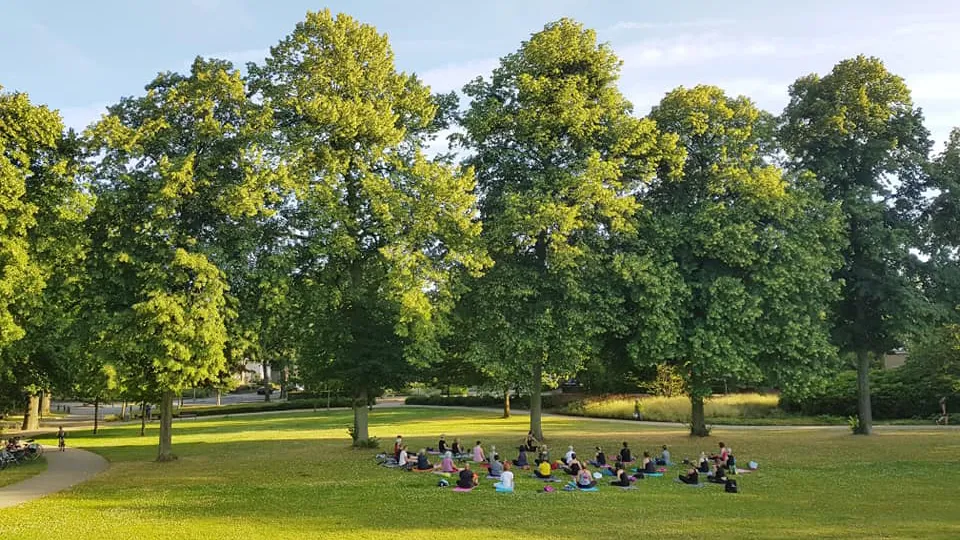 yoga in het burgemeester damenpark