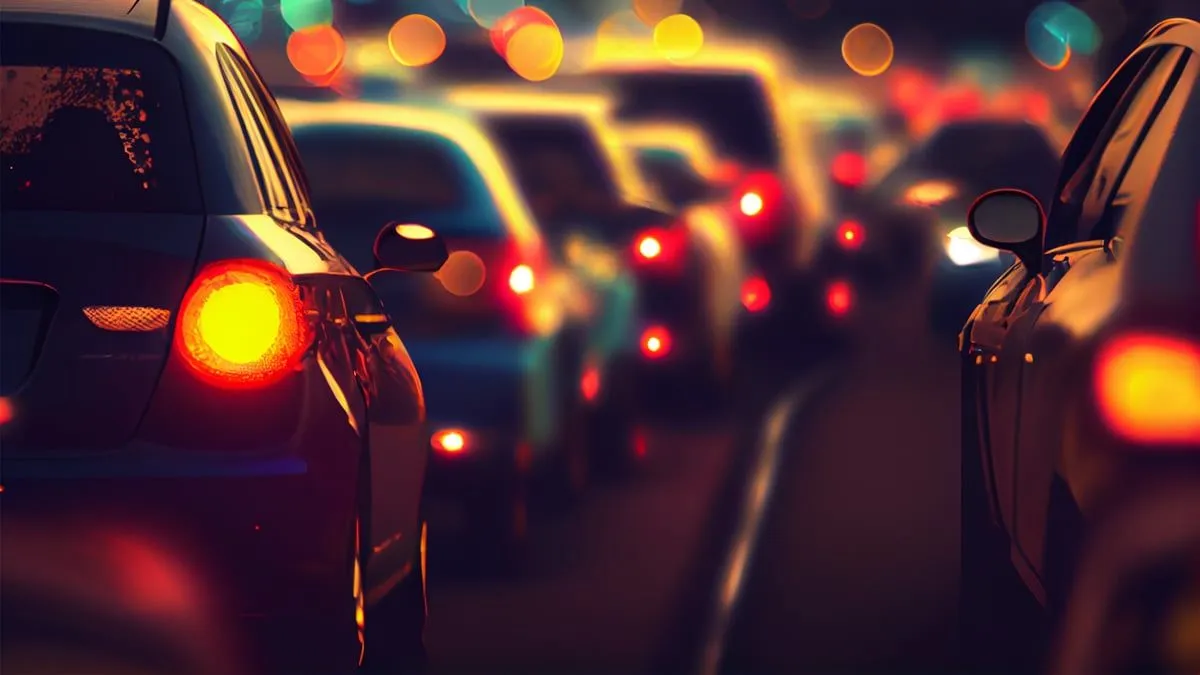 spits file verkeersopstopping wazig bokeh achtergrond