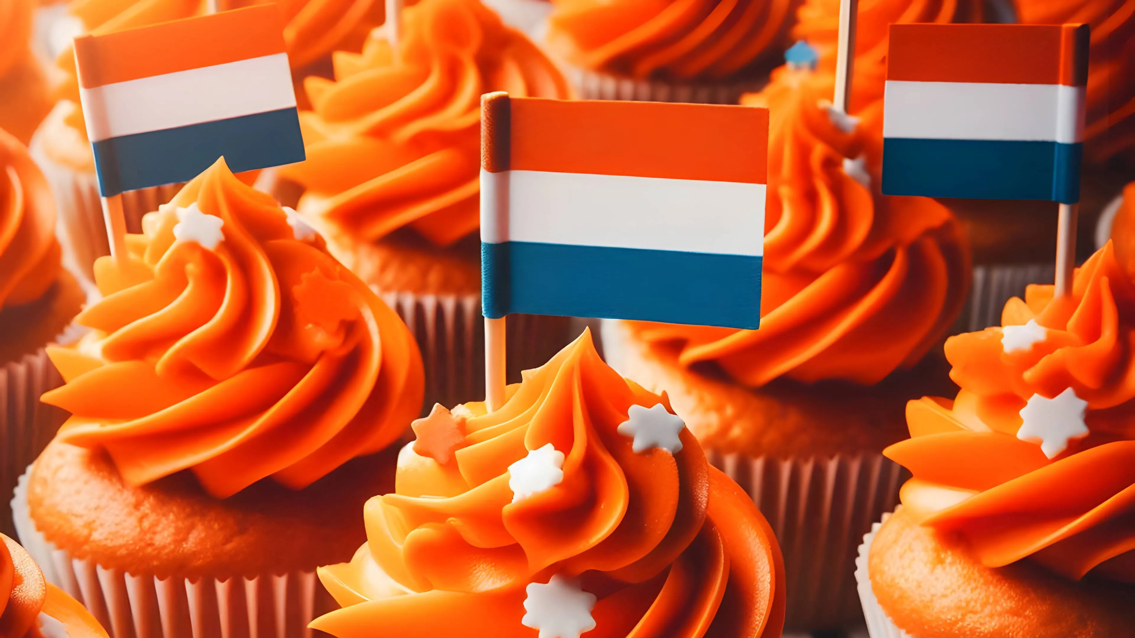 oranje opgespoten cupcakes koningsdag