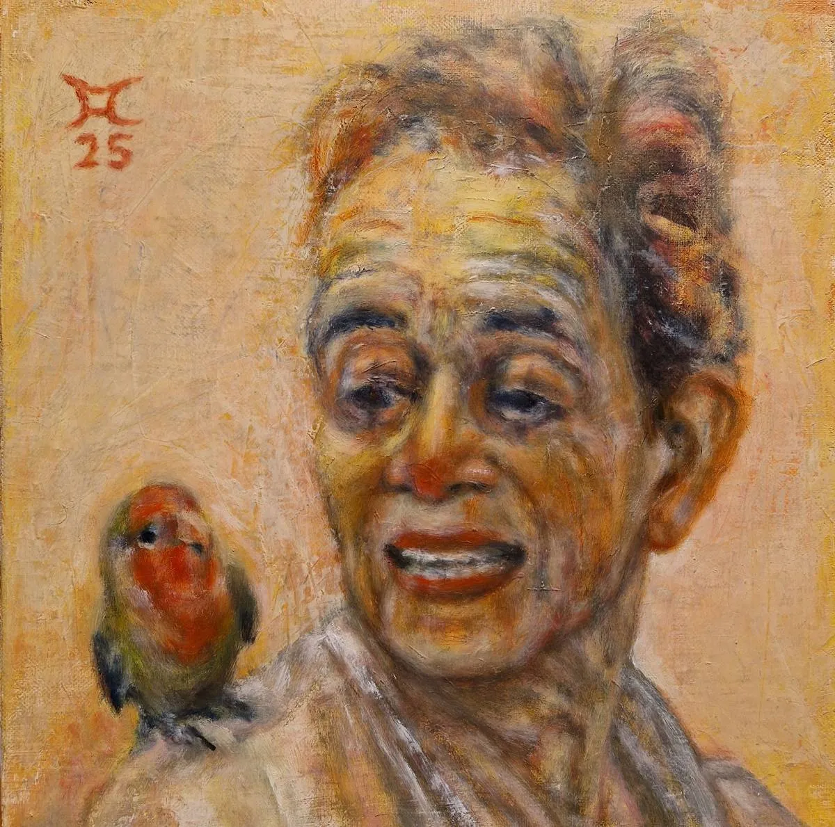 MuseumvandeVrouw_Kunstwerk door Aga Cela - Clown mit Papagei II